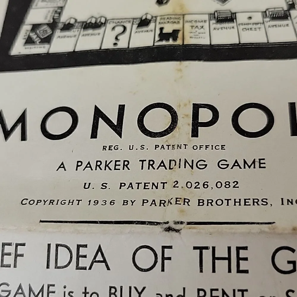 VINTAGE‎ 1935-1937 MONOPOLY BOARD GAME - PARKER BROTHERS INC